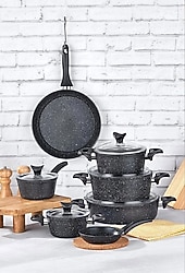 Taç MasterCook Family Siyah 12 Parça Tencere Seti