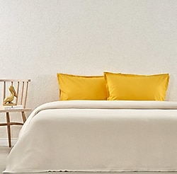 Taç Plain Sarı Çift Kişilik Pike Takımı