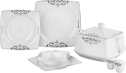 Taç Real Bone Noris Platin Kare 60 Parça 12 Kişilik Yemek Takımı