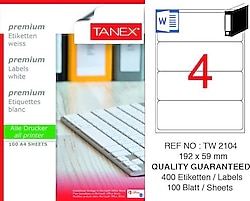 Tanex TW-2104 192x59 mm 100 Sayfa Lazer Etiket