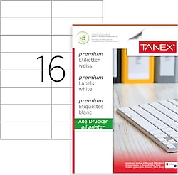 Tanex TW-2105 105x37.125 mm 16'lı 100 Sayfa Lazer Etiket