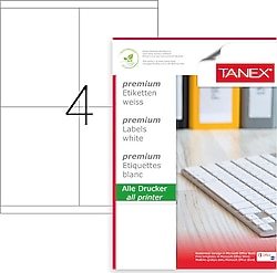 Tanex TW-2304 105x140 mm 4'lü 100 Sayfa A4 Lazer Etiket