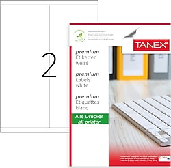 Tanex TW-2380 105x280 mm 2'li 100 Sayfa Lazer Etiket