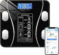 Techfit TF-1075 Siyah Cam Akıllı Dijital Baskül