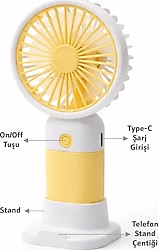 Telvesse F139 Şarjlı Sarı El Tipi Vantilatör
