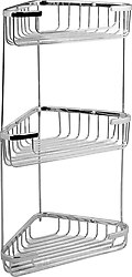 Tema 74013 18x18 cm Üçlü Pirinç Tel Banyo Rafı