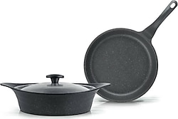 Thermoad Pyro Gri 28 cm 3 Parça Granit Tava Tencere Seti