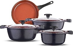 Thermoad Red Diamond Granit Döküm 7 Parça Tencere Seti