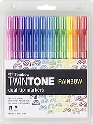 Tombow Twintone Rainbow 12'li Çift Taraflı Marker Kalem Seti