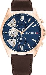 Tommy Hilfiger Baker TH1710645 Deri Kordon Kahverengi-Mavi Erkek Kol Saati