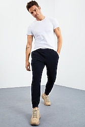 Tommy Life Gizli Fermuarlı Rahat Form Jogger Polar Lacivert Erkek Eşofman Altı 84866