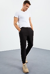 Tommy Life Gizli Fermuarlı Rahat Form Jogger Polar Siyah Erkek Eşofman Altı 84866