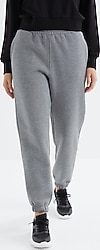 Tommy Life Yüksek Bel Rahat Form Basic Jogger Gri Kadın Eşofman Altı 94624