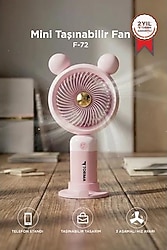 Torima Ayıcıklı F72 Pembe Şarjlı El Tipi Vantilatör