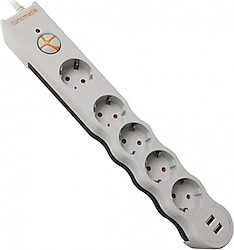 Tunçmatik PowerSurge 5 TSK5015 1050 Joule USB'li 1.5 m 5'li Akım Korumalı Priz