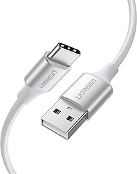 Ugreen 60409 3 m Beyaz USB to Type-C Hızlı Şarj Kablosu