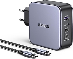 Ugreen Nexode 140 W Gri Type-C Kablolu Hızlı Şarj Aleti