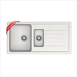 Ukinox Valente D150 L 1.5 Göz Beyaz Granit Eviye