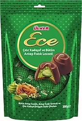 Ülker Ece Çıtır Kadayıf ve Bütün Antep Fıstıklı Sütlü Çikolata 300 gr