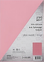 Umur A4 80 gr 250 Yaprak Renkli Fotokopi Kağıdı Pembe
