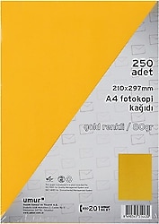Umur A4 80 gr 250 Yaprak Renkli Fotokopi Kağıdı Altın Sarısı