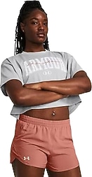 Under Armour Heavyweight Scripted 1383050-011 Gri Kısa Kollu Kadın Crop Tişört