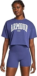 Under Armour Heavyweight Scripted 1383050-561 Mor Kısa Kollu Kadın Crop Tişört