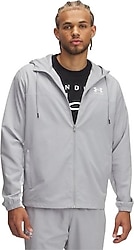 Under Armour Rival 1390149-011 Kapüşonlu Gri Erkek Rüzgarlık