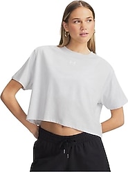 Under Armour Rival Boxy Solid 6011064-023 Gri Kısa Kollu Bisiklet Yaka Crop Tişört