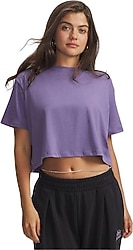 Under Armour Rival Boxy Solid 6011064-520 Mor Kısa Kollu Bisiklet Yaka Crop Tişört