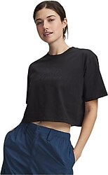 Under Armour Scriptheart 6011506-001 Siyah Kısa Kollu Bisiklet Yaka Crop Tişört