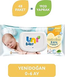 Uni Baby Yenidoğan 40 Yaprak 48'li Paket Islak Mendil