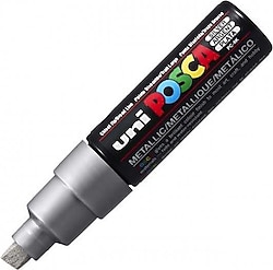 Uni-Ball Posca PC-8K 8 mm Kesik Uç Gümüş Boyama Markörü