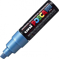 Uni-Ball Posca PC-8K 8 mm Kesik Uç Metalik Mavi Boyama Markörü