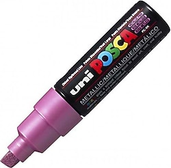 Uni-Ball Posca PC-8K 8 mm Kesik Uç Metalik Pembe Boyama Markörü