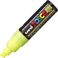 Uni-Ball Posca PC-8K 8 mm Kesik Uç Floresan Sarı Boyama Markörü