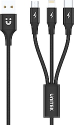 Unitek C14049BK 1.2 m 3in1 Hızlı Şarj Kablosu