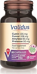 Validus Digestive Comfort Cumin + Fennel + Amylase 60 Kapsül