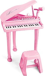Vardem Mikrofonlu 37 Tuşlu Mp3 Çalar Büyük Pembe Piyano