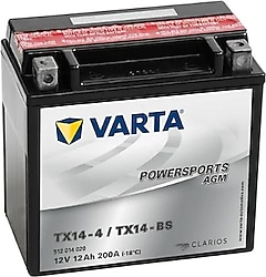 Varta Powersports AGM TX14-4/TX14-BS 12 V 12 Ah 200 CCA Motosiklet Aküsü