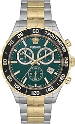 Versace New Hellenyium Chrono VRSCVEPCA0524 Çelik Kordon Altın-Yeşil Erkek Kol Saati