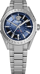 Versace V-Code GMT Special VRSCVEAFA0424 Gümüş-Mavi Erkek Kol Saati