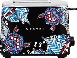 Vestel x Aslı Filinta Retro Siyah Çini 2 Dilim Ekmek Kızartma Makinesi