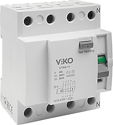 Viko VTR4-2530 4x25 A 30 mA AC Tipi Kaçak Akım Rölesi