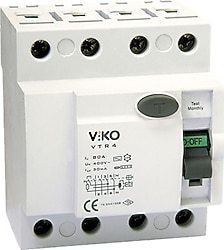 Viko VTR4-8030 4x80 A 30 mA AC Tipi Kaçak Akım Rölesi