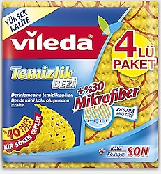 Vileda Tırtıklı %30 Mikrofiber 4'lü Temizlik Bezi