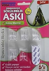 Vodabond HS-02T Şeffaf İz Bırakmayan 5'li Askı