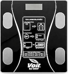 Voit BLT5000 Siyah Bluetooth Özellikli Akıllı Vücut Analiz Baskülü
