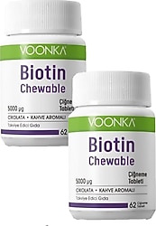 Voonka Biotin Chewable 62 Çiğneme Tableti 2'li