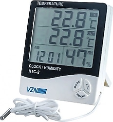 Vzn HTC-2 Saat ve Nem Ölçer Termometre
